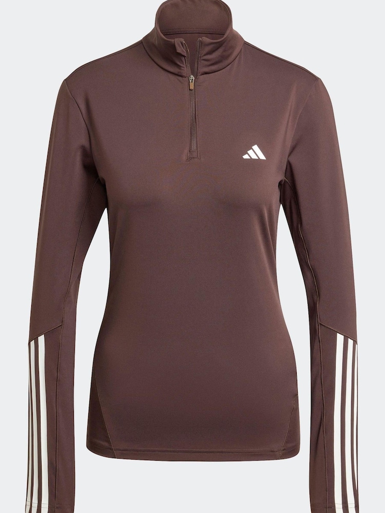 adidas Brown Hyperglam Training Quarter-Zip Top - Image 8 of 8