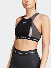 Черный - adidas Tech Fit Power Impact Medium Support Bra - Изображение 2 из 9