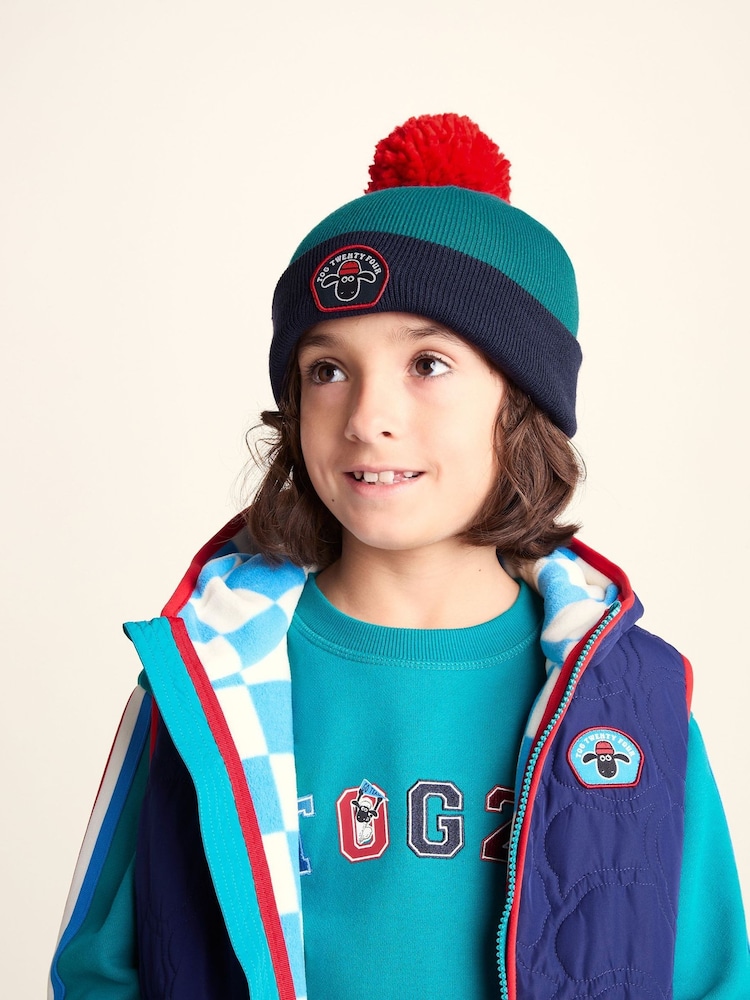 Zaļš - Tog 24 Beulah Shaun the Sheep Kids Knitted Beanie Pom Pom Hat - Attēls 2 no 4