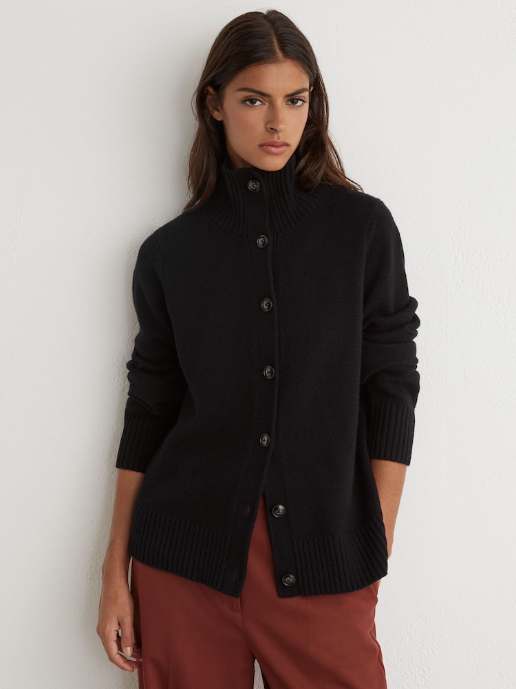 Reiss Charly Wool-Cashmere Funnel-Neck Cardigan - Imagen 1 de 7