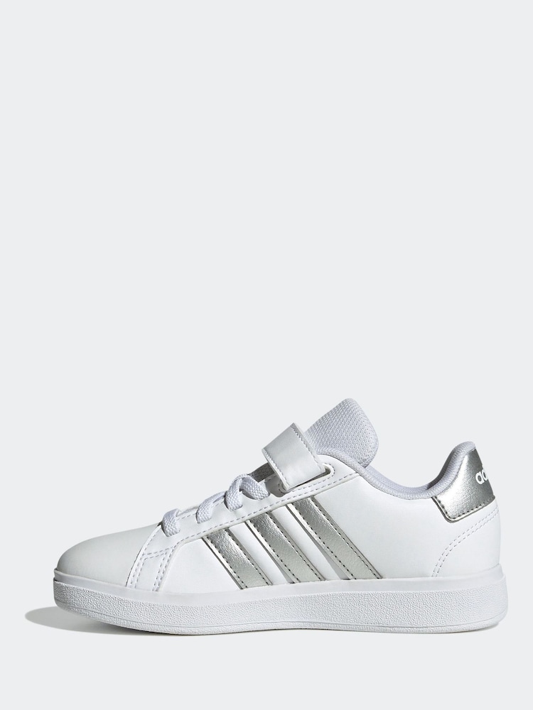 Buy adidas White/Silver Grand Court Easy On Kids Trainers from