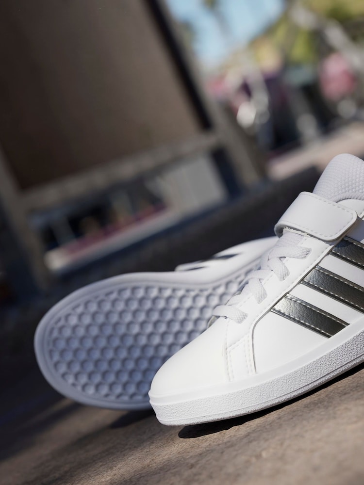 adidas Cream White Grand Court 2.0 Easy On Kids Trainers - Image 2 of 16 adidas Cream White Grand Court 2.0 Easy On Kids Trainers - Image 2 of 16
