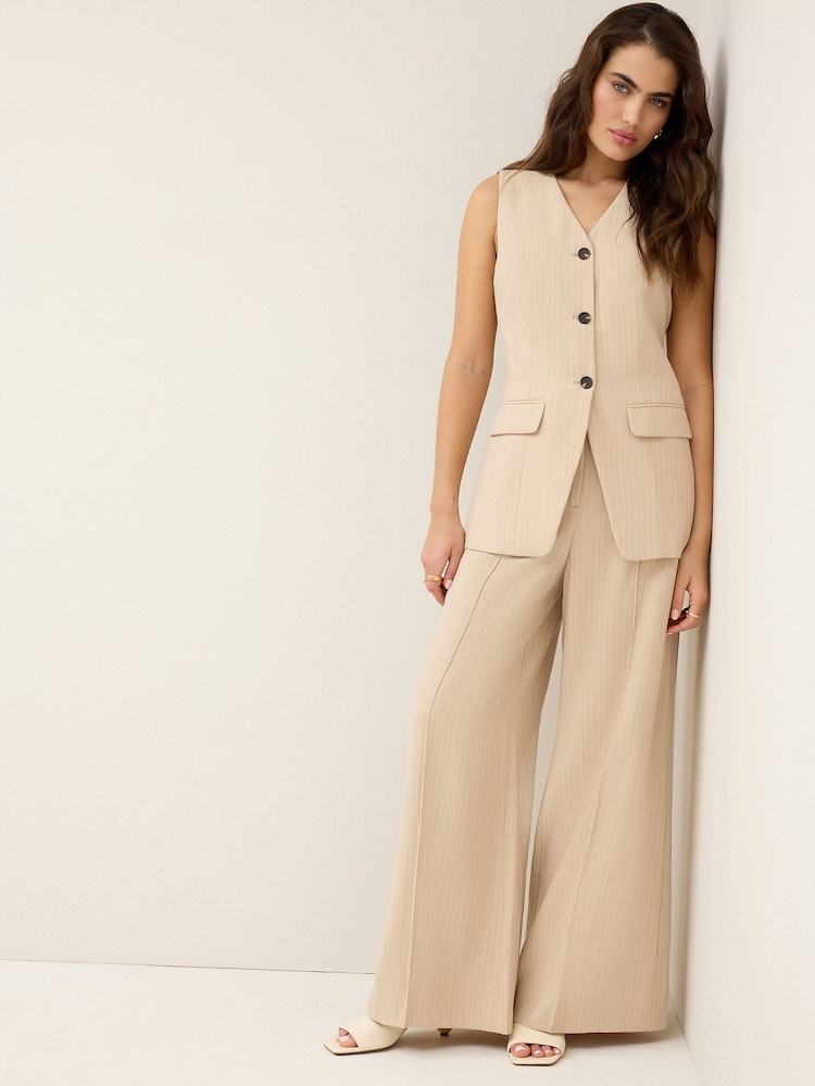 Neutral Pinstripe Tailored Waistcoat - Image 2 of 7