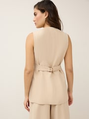 Neutral Pinstripe Tailored Waistcoat - Image 3 of 7
