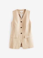 Neutral Pinstripe Tailored Waistcoat - Image 6 of 7