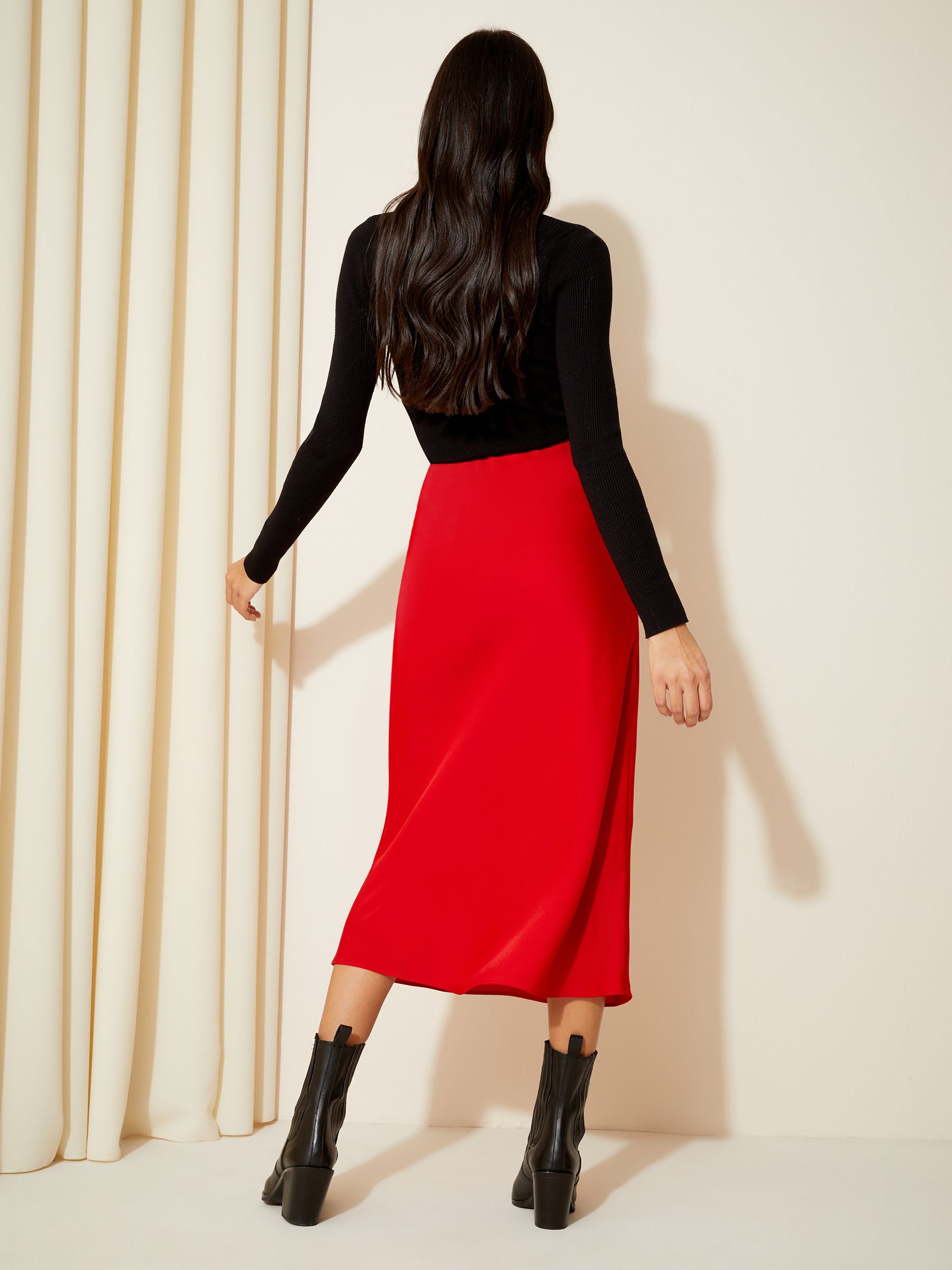 Buy Friends Like These Bright Red Satin Bias Midi Skirt from Next Luxembourg