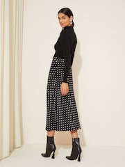 Curves Like These Black Polka Dot Satin Bias Midi Skirt - Image 4 of 4