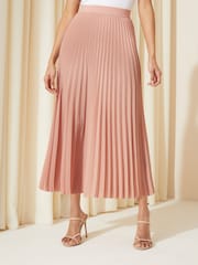 Friends Like These Blush Pink Pink Pleated Summer Midi Skirt - Image 1 of 1