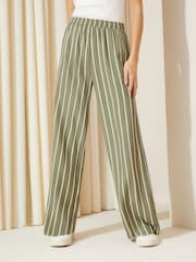 Friends Like These Khaki Green Wide Leg Woven Co Ord Trousers - Image 1 of 4