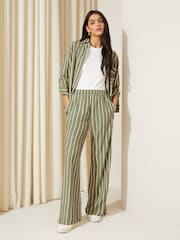 Friends Like These Khaki Green Wide Leg Woven Co Ord Trousers - Image 2 of 4