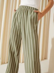 Friends Like These Khaki Green Wide Leg Woven Co Ord Trousers - Image 3 of 4