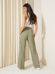 Friends Like These Khaki Green Wide Leg Woven Co Ord Trousers - Image 4 of 4