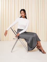 Friends Like These Mink Satin Bias Cut Maxi Skirt - Image 2 of 4