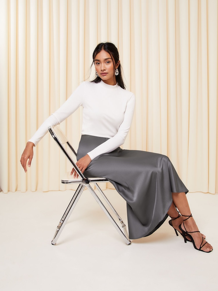 Friends Like These Mink Satin Bias Cut Maxi Skirt - Image 2 of 4