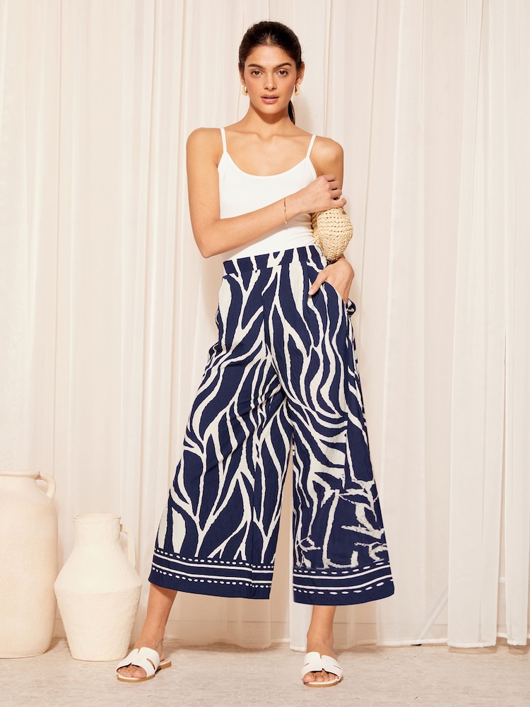 Friends Like These Black/White Woven Printed Cullote Trousers - Image 2 of 4