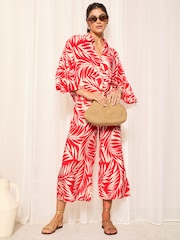 Friends Like These Red Printed Woven Printed Cullote Trousers - Image 2 of 4