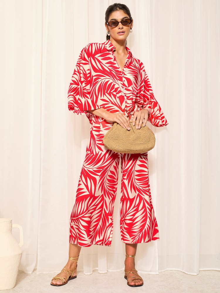 Friends Like These Red Printed Woven Printed Cullote Trousers - Image 2 of 4