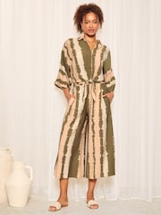 Friends Like These Khaki Green Woven Printed Cullote Trousers - Image 2 of 4