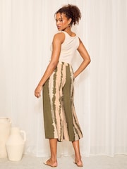 Friends Like These Khaki Green Woven Printed Cullote Trousers - Image 4 of 4