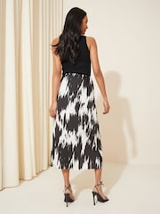 Friends Like These Black/White Split Front Midi Satin Skirt - Image 4 of 4