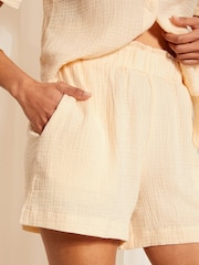 Friends Like These Ivory White Textured Crinkle Cotton Shorts - Image 1 of 4