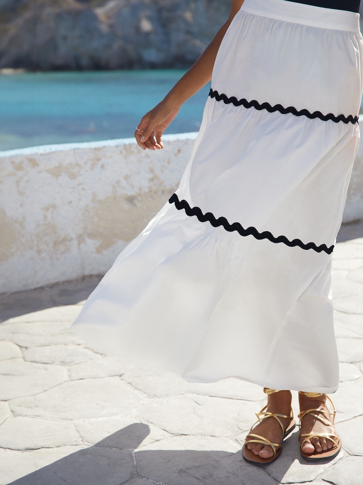 Friends Like These White Boho Maxi Tiered Cotton Skirt - Image 4 of 4