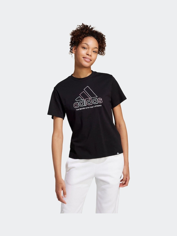 adidas Black 100% Cotton Xpress Logo T-Shirt - Image 1 of 7