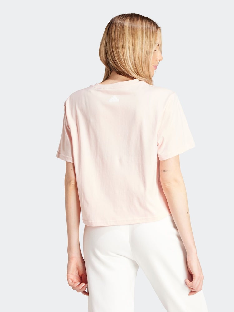 adidas Pink 100% Cotton Brand Love Signature Graphic T-Shirt - Image 2 of 7 adidas Pink 100% Cotton Brand Love Signature Graphic T-Shirt - Image 2 of 7