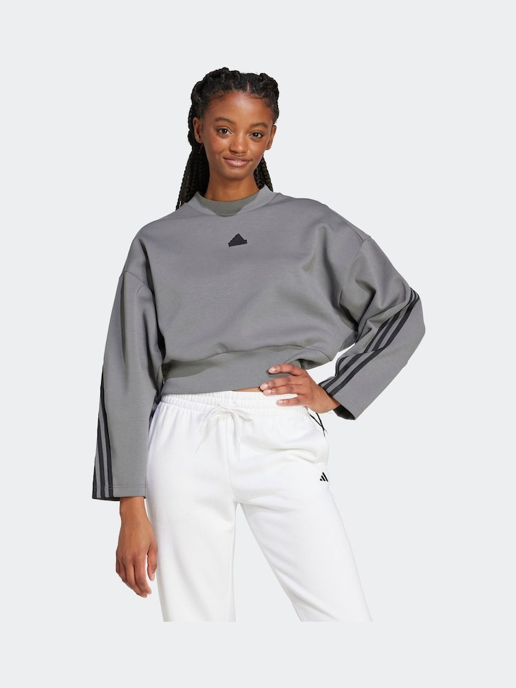 adidas Grey Sportswear Future Icons 3-Stripes Sweatshirt - Image 1 of 4
