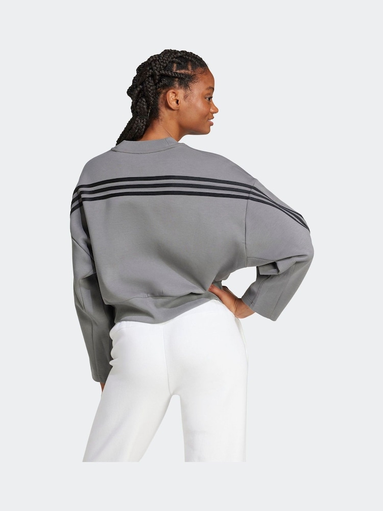 adidas Grey Sportswear Future Icons 3-Stripes Sweatshirt - Image 2 of 4