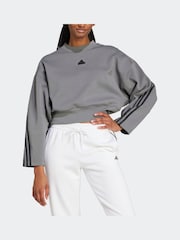 adidas Grey Sportswear Future Icons 3-Stripes Sweatshirt - Image 3 of 4