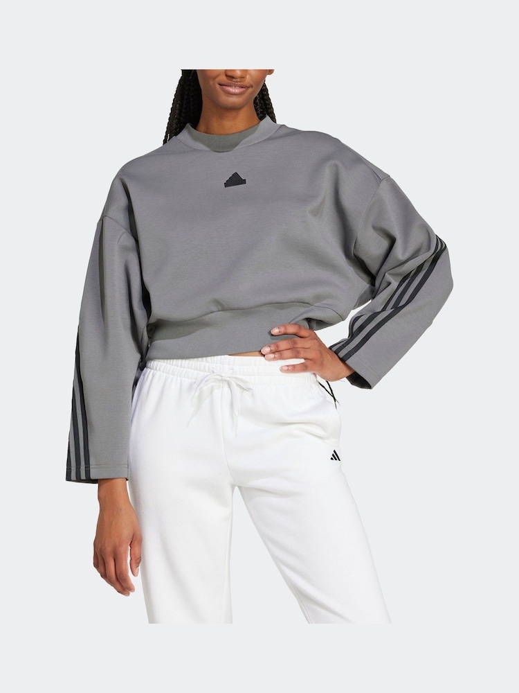 adidas Grey Sportswear Future Icons 3-Stripes Sweatshirt - Image 4 of 4