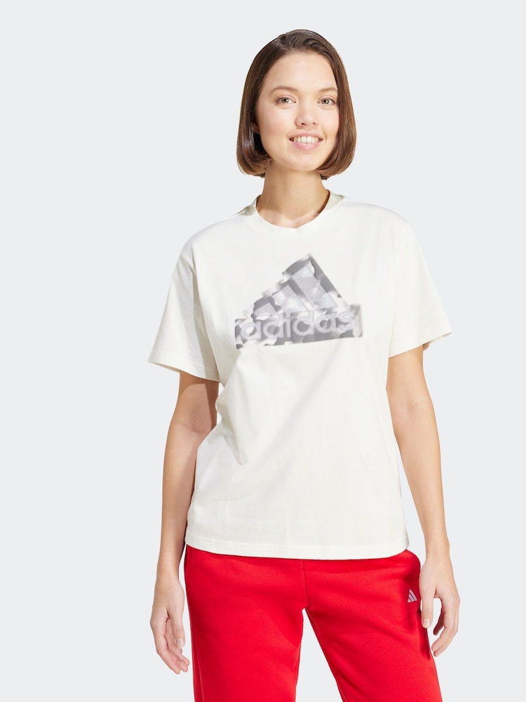 adidas White 100% Cotton Future Icons Logo T-Shirt - Image 1 of 7