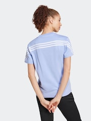 adidas Blue Future Icon 3 Stripe 100% Cotton T-Shirt - Image 2 of 7