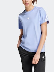 adidas Blue Future Icon 3 Stripe 100% Cotton T-Shirt - Image 3 of 7