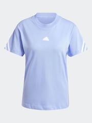 adidas Blue Future Icon 3 Stripe 100% Cotton T-Shirt - Image 7 of 7