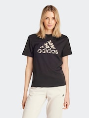 adidas Black Animal Print 100% Cotton T-Shirt - Image 1 of 7