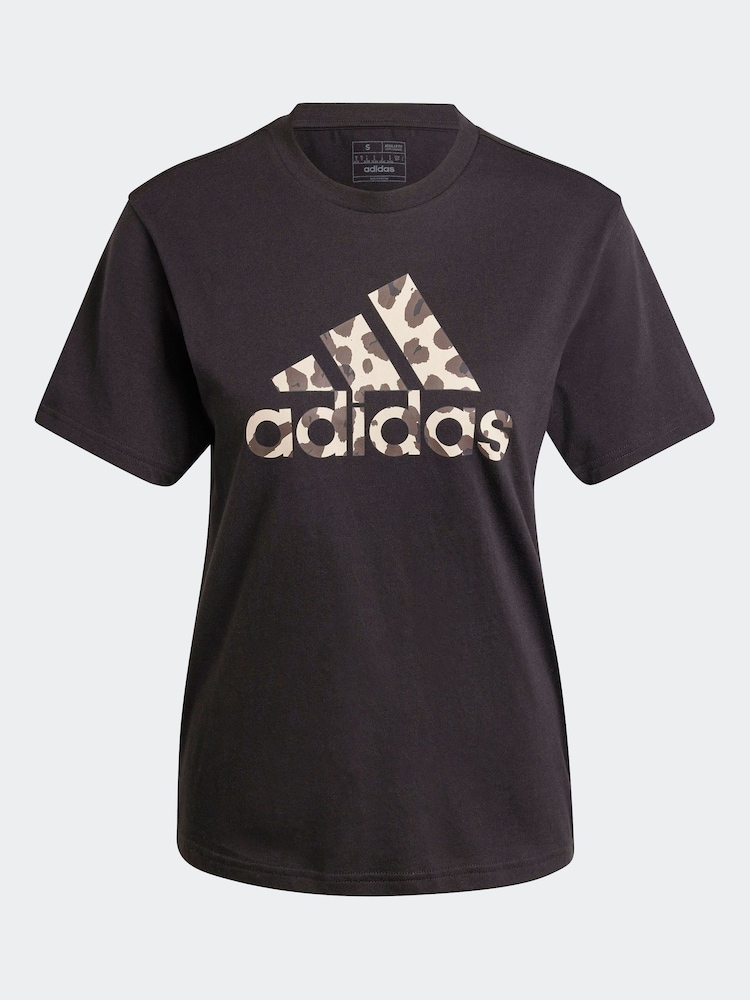 adidas Black Animal Print 100% Cotton T-Shirt - Image 7 of 7