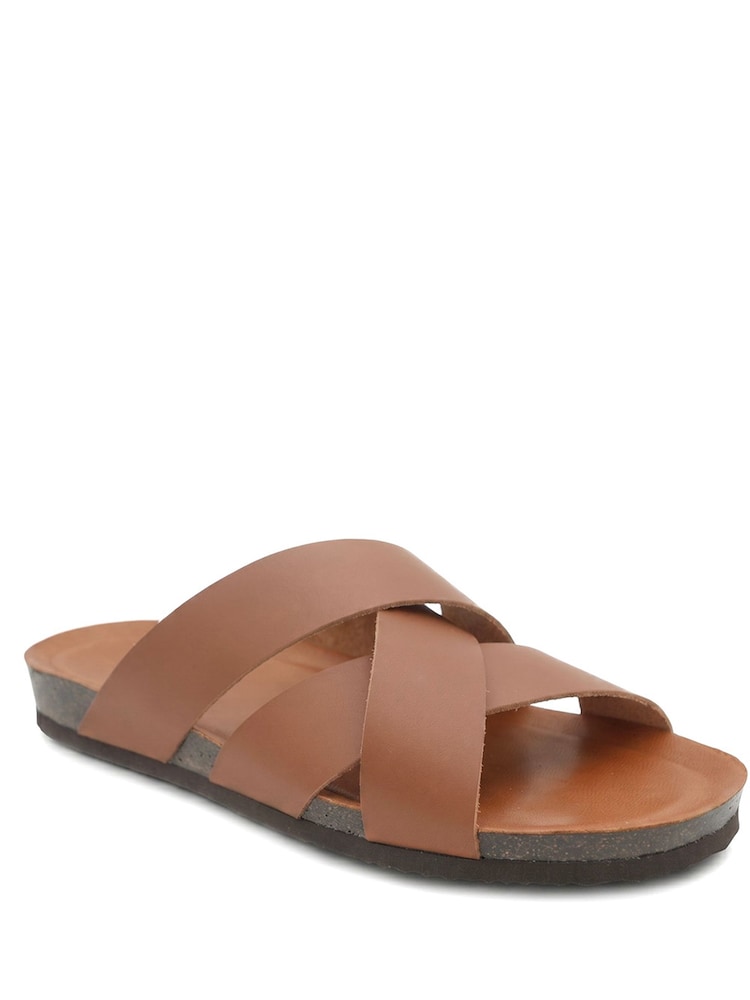 Jones Bootmaker Cognac Brown Wallsend Leather Mule Sandals - Image 2 of 5 Jones Bootmaker Cognac Brown Wallsend Leather Mule Sandals - Image 2 of 5