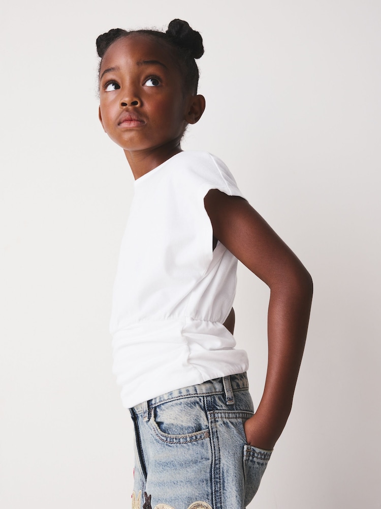 White Short Sleeve Cinched T-Shirt (3-16yrs) - Image 2 of 9 White Short Sleeve Cinched T-Shirt (3-16yrs) - Image 2 of 9
