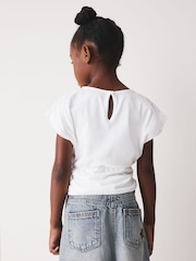 White Short Sleeve Cinched T-Shirt (3-16yrs) - Image 3 of 9