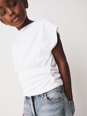 White Short Sleeve Cinched T-Shirt (3-16yrs) - Image 4 of 9