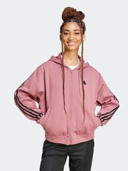 adidas Red Future Icons 3 Stripe Full Zip Hoodie - Image 5 of 7