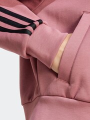 adidas Red Future Icons 3 Stripe Full Zip Hoodie - Image 6 of 7