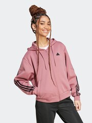 adidas Red Future Icons 3 Stripe Full Zip Hoodie - Image 7 of 7