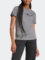 adidas Grey Future Icon 3 Stripe 100% Cotton T-Shirt - Image 3 of 7