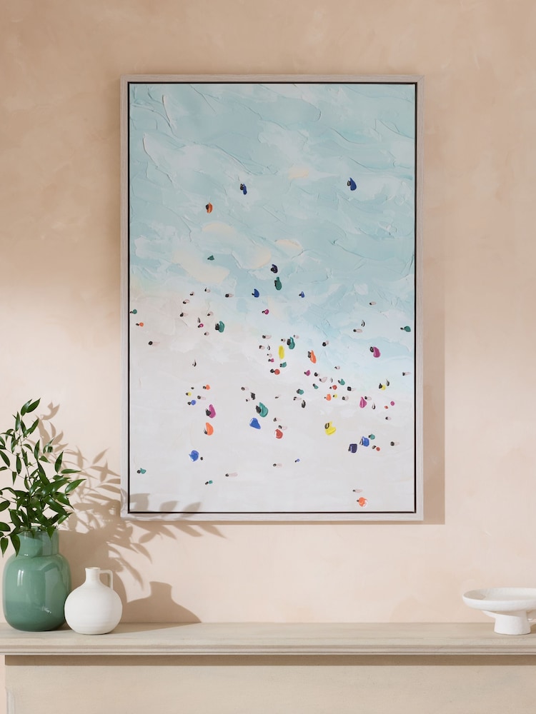 Blue Beach Day Waves Artist Landscape Wall Art - Image 1 of 6