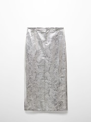 Mango Silver Metallic Leather Effect Skirt - Image 5 of 6