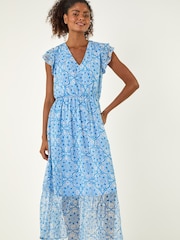 Roman Tile Shimmer Frill Maxi Dress - Imagen 2 de 4