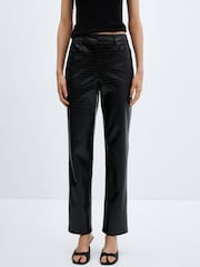 Mango Black Coco-Effect Straight Trousers - Image 1 of 6